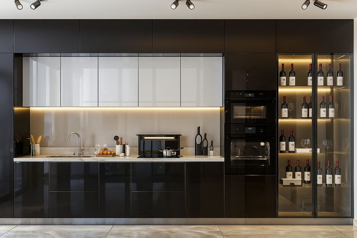 Tủ bếp nhôm kính 