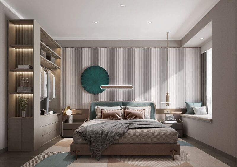 Cách bố trí phòng ngủ 25m2 hiện đại, ấn tượng và đầy đủ công năng Phòng ngủ 25m2