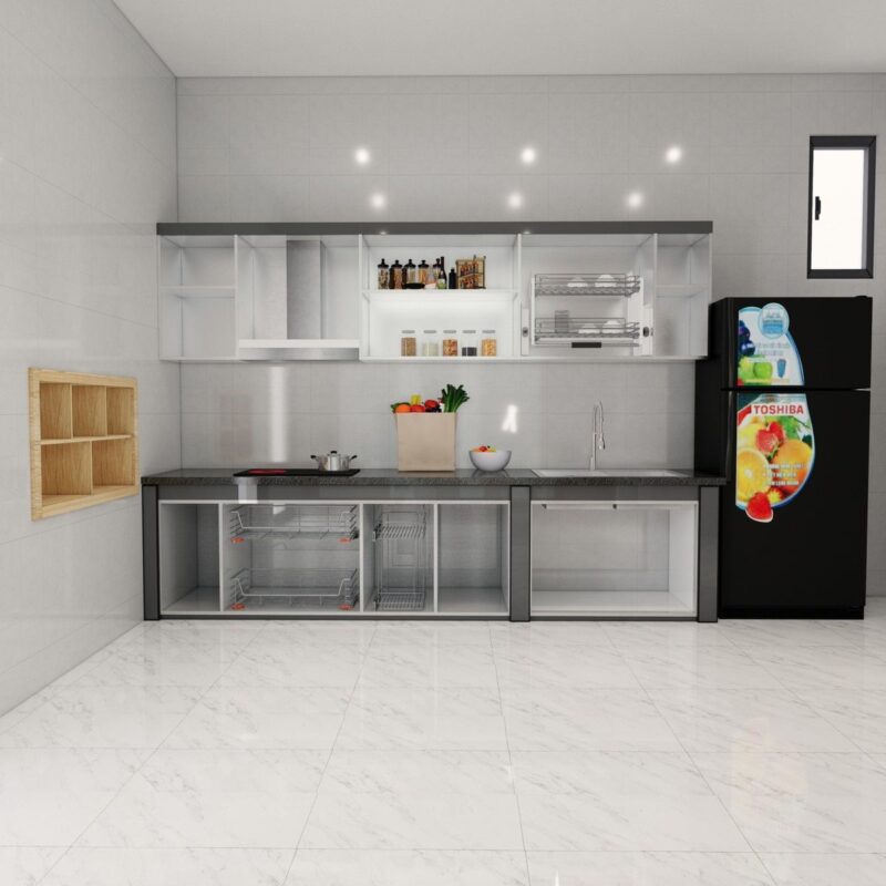 Tủ bếp nhôm kính 