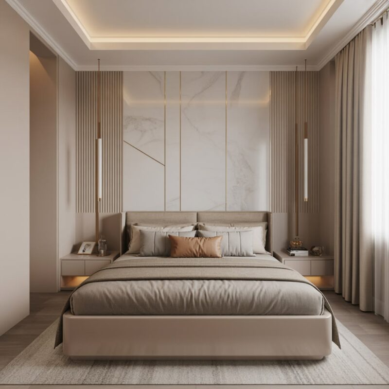 Cách bố trí phòng ngủ 25m2 hiện đại, ấn tượng và đầy đủ công năng Phòng ngủ 15m2