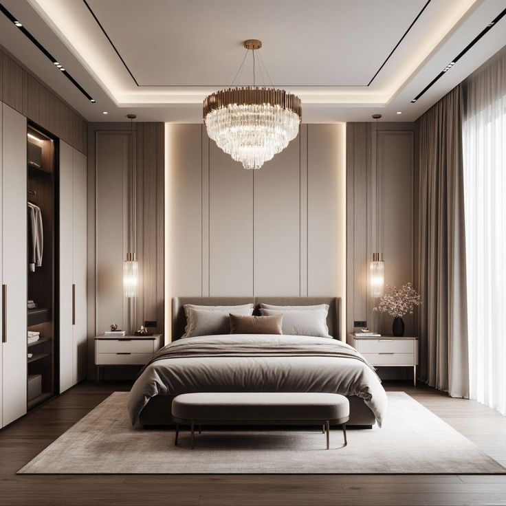 Cách bố trí phòng ngủ 25m2 hiện đại, ấn tượng và đầy đủ công năng Phòng ngủ 25m2