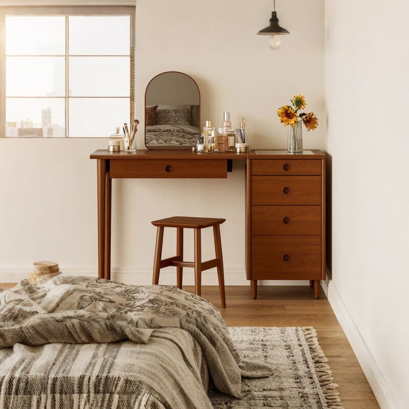 Các mẫu bàn trang điểm gỗ xoan ta đẹp nhất hiện nay Bàn trang điểm gỗ xoan ta