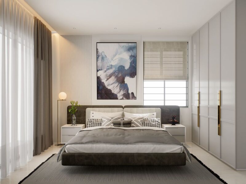 Cách bố trí phòng ngủ 12m2 hiện đại và đầy đủ công năng Phòng ngủ 12m2