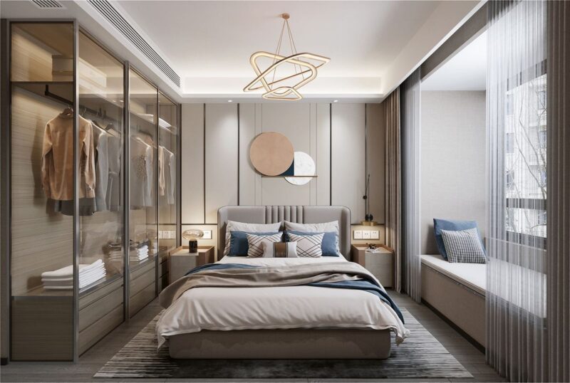 Cách bố trí phòng ngủ 25m2 hiện đại, ấn tượng và đầy đủ công năng Phòng ngủ 25m2