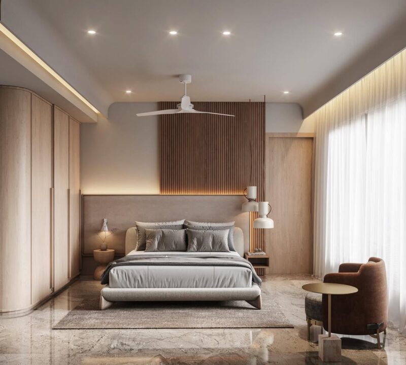 Cách bố trí phòng ngủ 25m2 hiện đại, ấn tượng và đầy đủ công năng Phòng ngủ 25m2