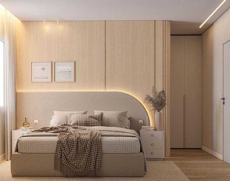 Cách bố trí phòng ngủ 25m2 hiện đại, ấn tượng và đầy đủ công năng Phòng ngủ 25m2