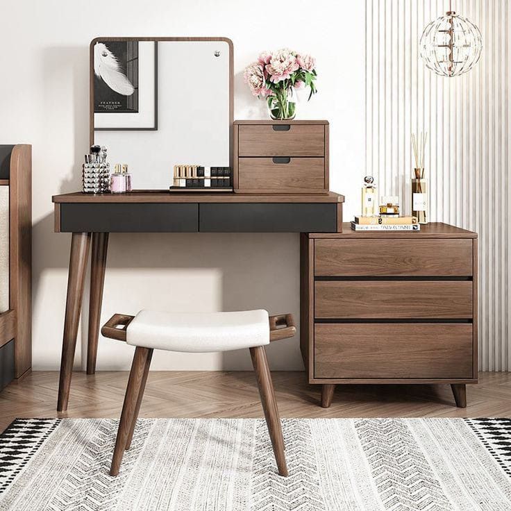 Tổng hợp các mẫu bàn trang điểm gỗ óc chó đẹp nhất Bàn trang điểm gỗ óc chó