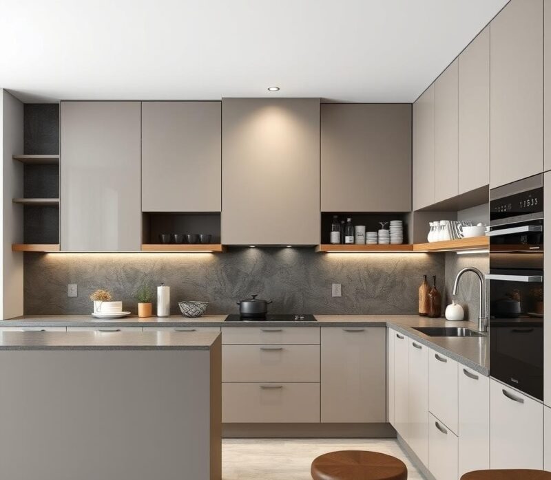 Tủ bếp gỗ công nghiệp