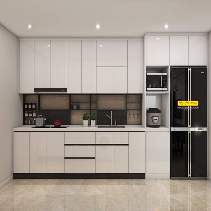 Tổng hợp các mẫu tủ bếp màu trắng đẹp tai Nội thất Hoàng Sơn Tủ bếp màu trắng