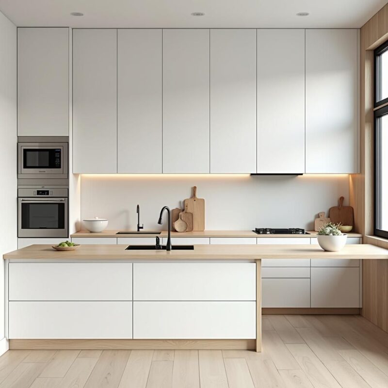 Tổng hợp các mẫu tủ bếp màu trắng đẹp tai Nội thất Hoàng Sơn Tủ bếp màu trắng