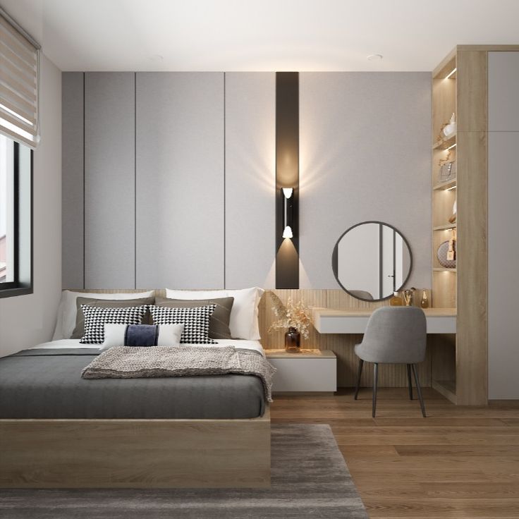 Các mẫu thiết kế nội thất phòng ngủ 9m2 công năng, hiện đại Phòng ngủ 9m2