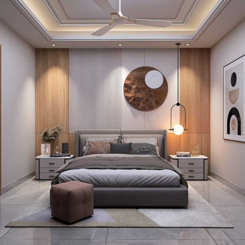 Phòng ngủ tông màu xám