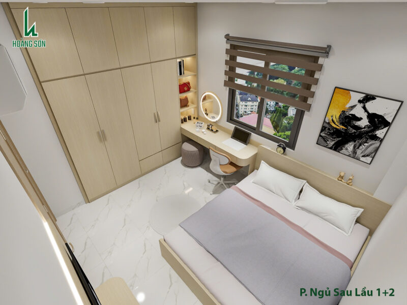 Dự án thiết kế phòng ngủ cho nhà chú Kế ở Tân Bình , TP.HCM Bàn làm việc kết hợp góc làm việc tiện nghi