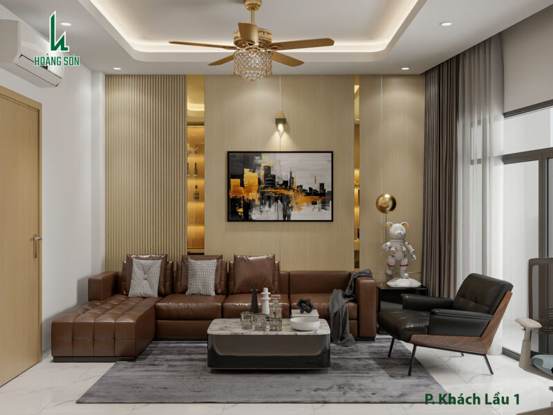 Bàn giao dự án thiết kế phòng khách cho nhà chú Kế, Tân Bình TP.HCM Khu vực sofa hiện địa và tiện nghi