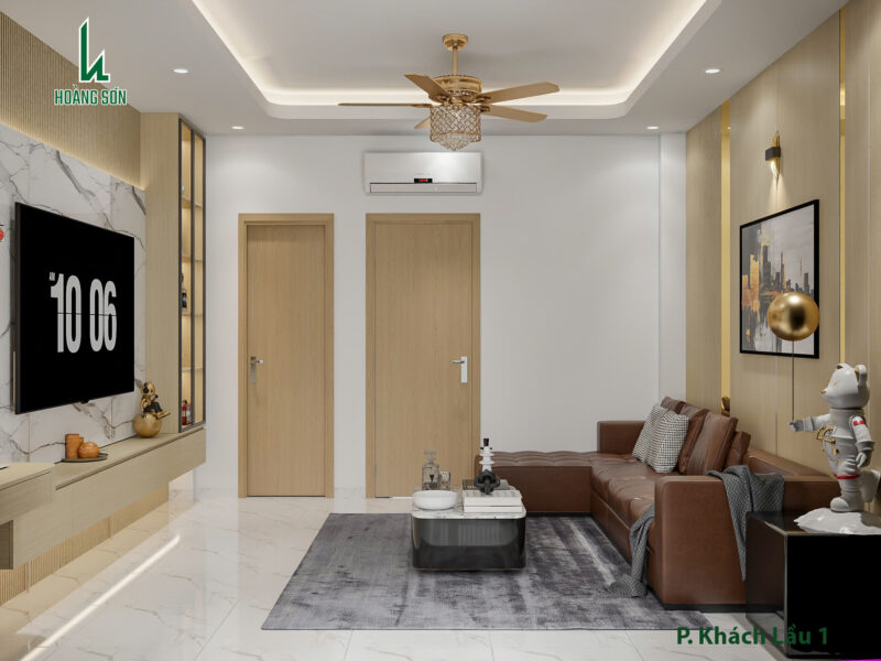 Bàn giao dự án thiết kế phòng khách cho nhà chú Kế, Tân Bình TP.HCM Tổng thể phòng khách mang đến sự hài hoà và tối ưu công năng