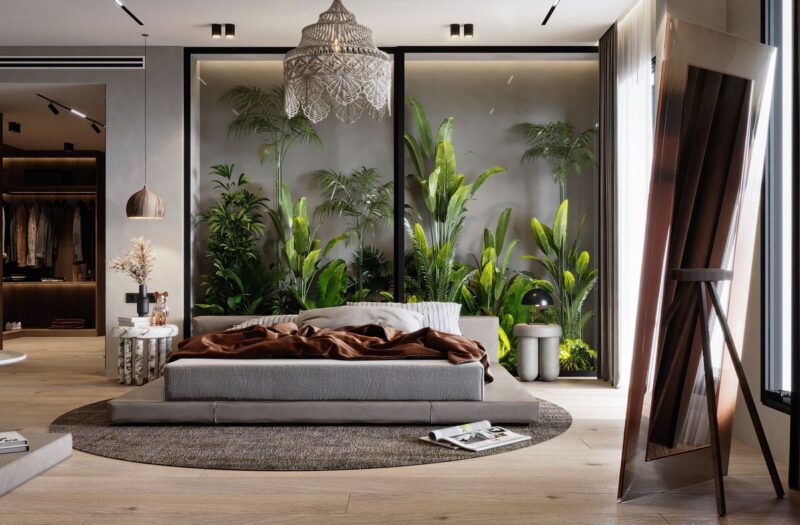 Tổng hợp các mẫu nội thất phòng ngủ nhà phố đẹp, hiện đại Không gian xanh trong phòng ngủ