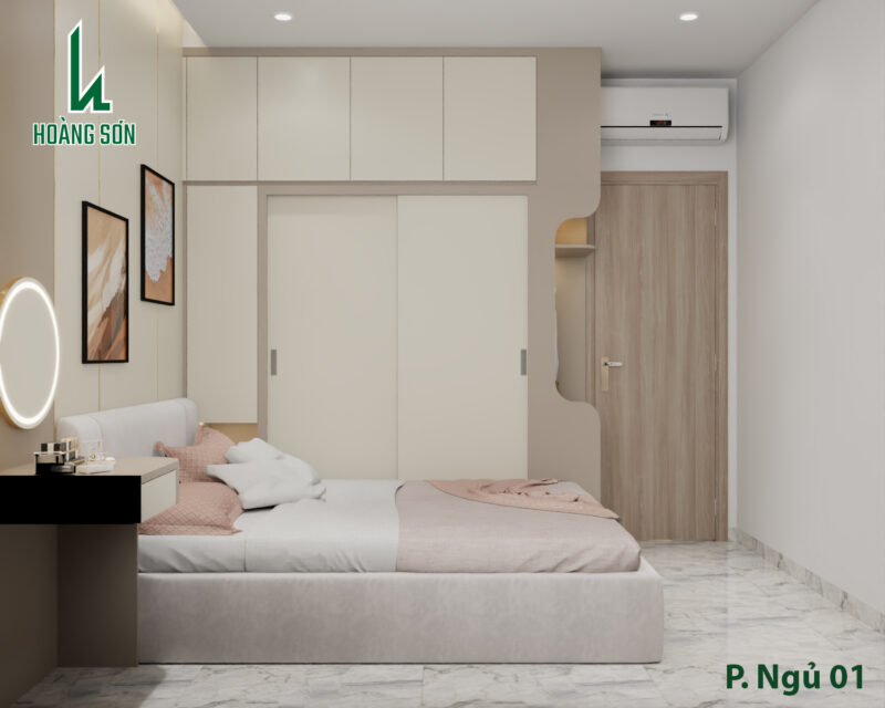 Bàn giao dự án thiết kế phòng ngủ cho nhà chị Thanh quận 12, TP.HCM Hệ tủ quần áo cao kịch trần