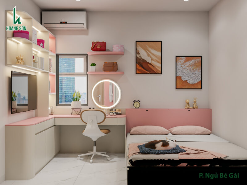 Bàn giao dự án thiết kế phòng ngủ cho bé gái phòng anh Linh, Tân Bình Dự án thiết kế phòng ngủ cho nhà anh Linh quận Tân Bình