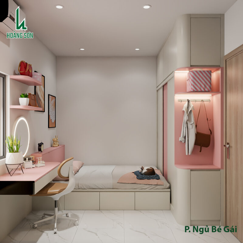 Bàn giao dự án thiết kế phòng ngủ cho bé gái phòng anh Linh, Tân Bình Dự án thiết kế phòng ngủ cho nhà anh Linh