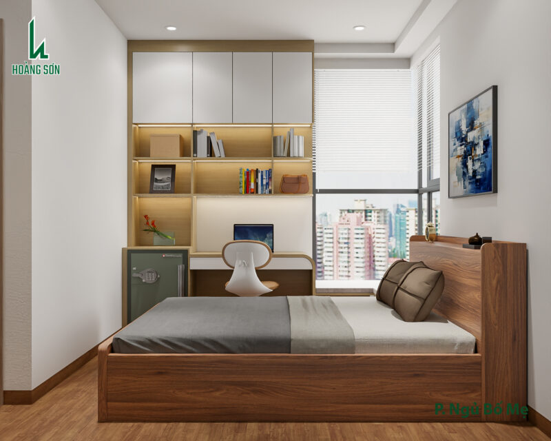 Bàn giao dự án thiết kế phòng ngủ cho nhà chị Tuyết quận 8, TP.HCM Hạng mục tủ quần áo cao kịch trần giúp tiết kiệm diện tích tối đa