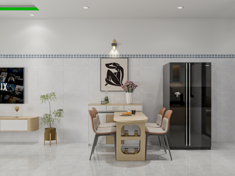Dự án thiết kế phòng khách cho nhà cô Lan quận 8, TP.HCM Khu vực bàn ăn tiện nghi, tối ưu công năng