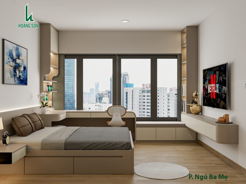 Dự án thiết kế phòng ngủ cho bố mẹ nhà anh Ngân quận 7, TP.HCM Tổng thể không gian phòng ngủ
