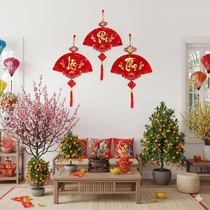 Gợi ý trang trí phòng khách đón Trung Thu đẹp, ấn tượng Decor bàn trà với chủ đề Trung Thu