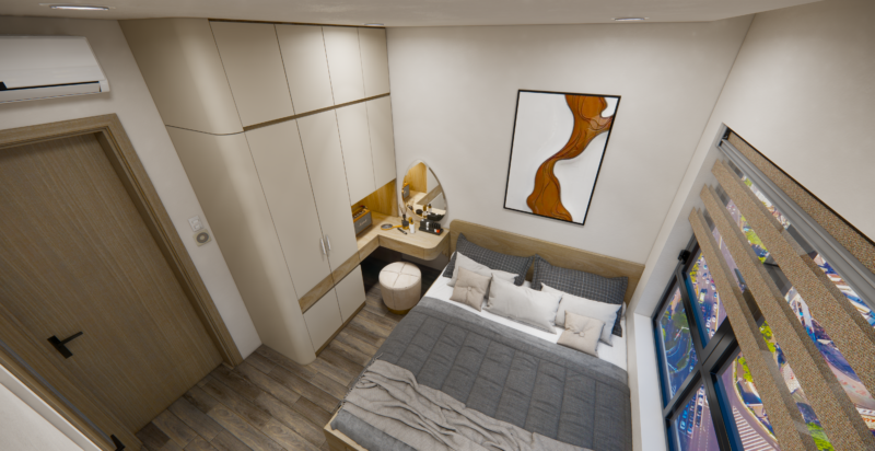 Bàn giao dự án thiết kế phòng ngủ cho nhà chị Khánh quận 9, TP.HCM Bàn trang điểm liền tủ tiện nghi