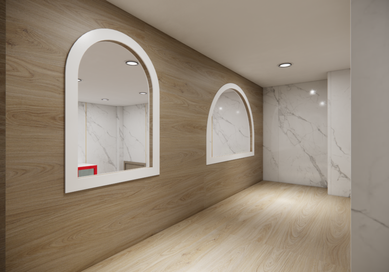 Dự án thiết kế nhà gác lửng cho nhà chị Ánh Tuyết, TP.HCM Hệ tủ quần áo kịch trần kết hợp gương