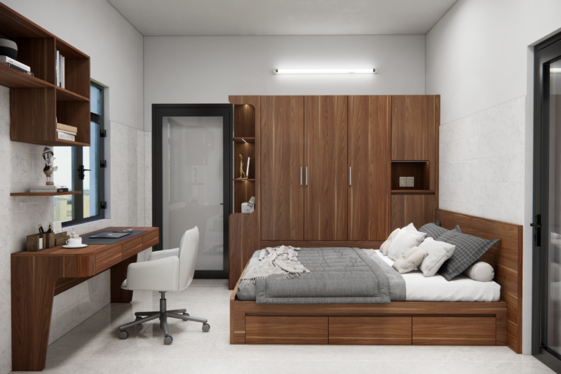 Bàn giao dự án thiết kế phòng ngủ cho nhà chị Oanh, TP.HCM Tổng thể hướng đến sự sang trọng và âm áp