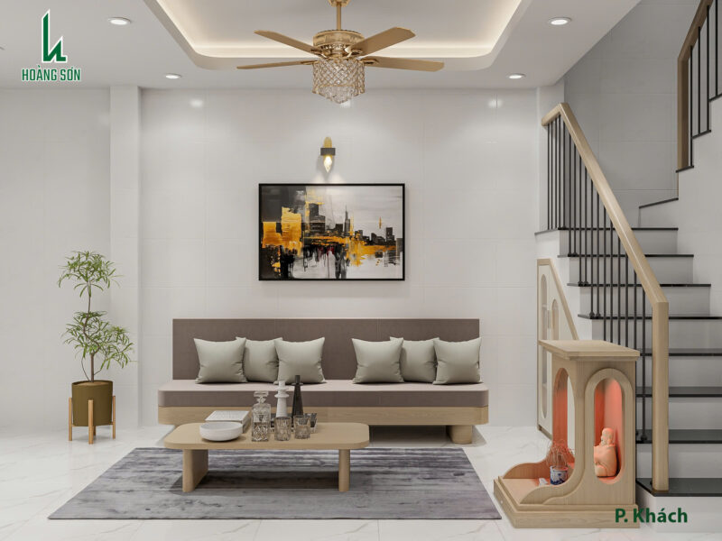 Bàn giao dự án thiết kế phòng khách cho nhà anh Nhân quận 3, TP.HCM Bộ ghế Sofa và bàn trà hiện đại, tiện lợi