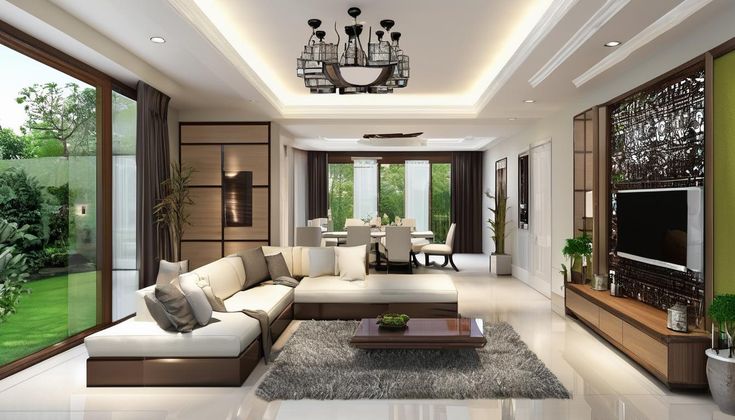 Tổng hợp các mẫu phòng khách biệt thự đẹp, hiện đại và sang trọng Mẫu phòng khách biệt thự kết hợp sân vườn