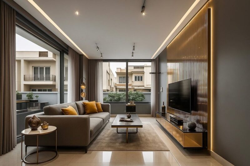50+ mẫu phòng khách đẹp cho nhà phố hiện đại nhất năm 2026 Phòng khách nhà phố 30m²