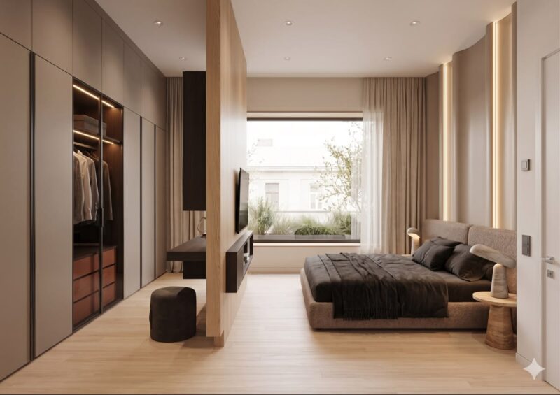 Tổng hợp các mẫu thiết kế phòng ngủ 17m2 hiện đại nhất năm 2026 Thiết kế phòng ngủ 17m2