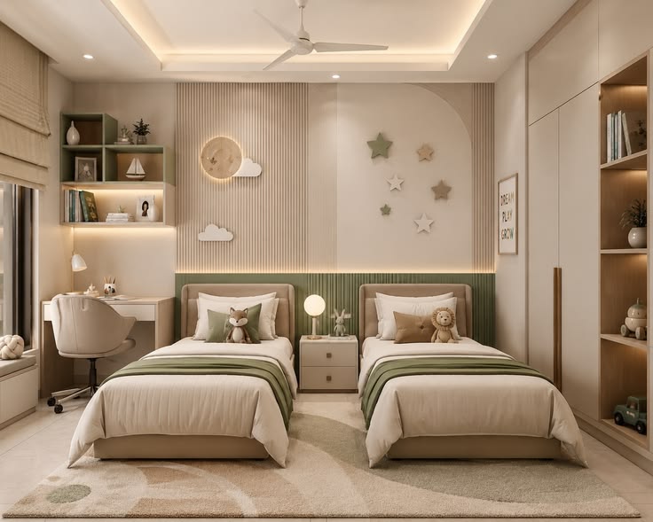 Các mẫu thiết kế phòng ngủ cho 2 người công năng và tiện lợi Thiết kế phòng ngủ cho 2 bé gái