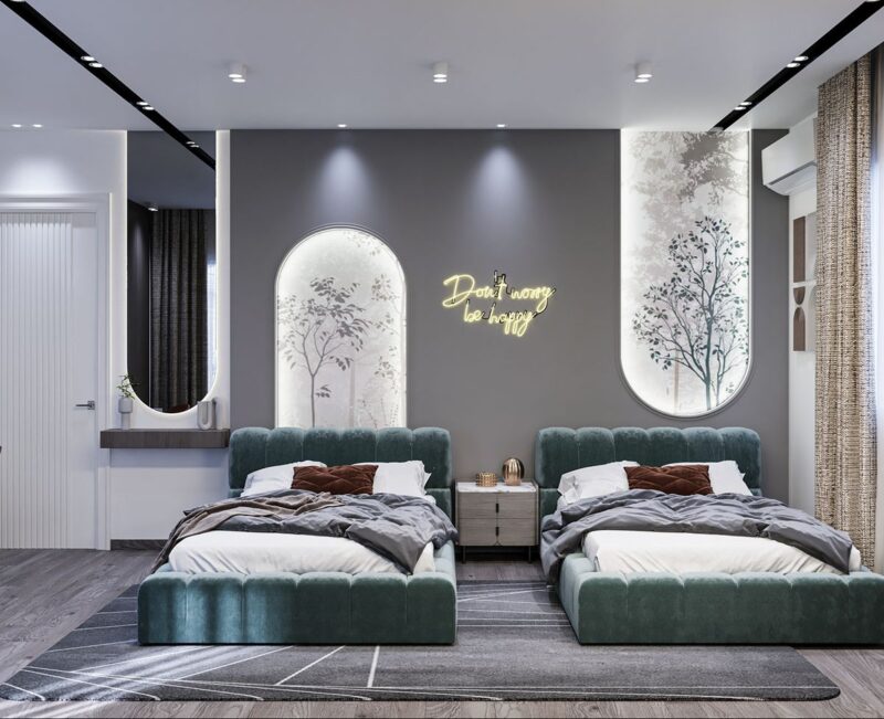 Các mẫu thiết kế phòng ngủ cho 2 người công năng và tiện lợi Thiết kế phòng ngủ cho 2 bé gái