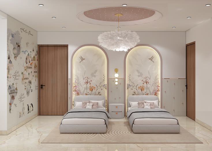 Các mẫu thiết kế phòng ngủ cho 2 người công năng và tiện lợi Thiết kế phòng ngủ cho 2 bé gái