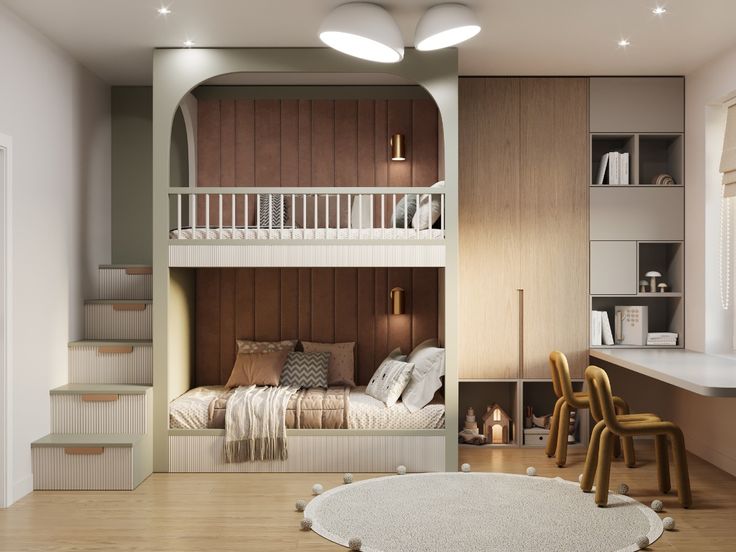 Tổng hợp các mẫu thiết kế phòng ngủ giường tầng cho bé đẹp, hiện đại và an toàn Thiết kế phòng ngủ giường tầng cho bé