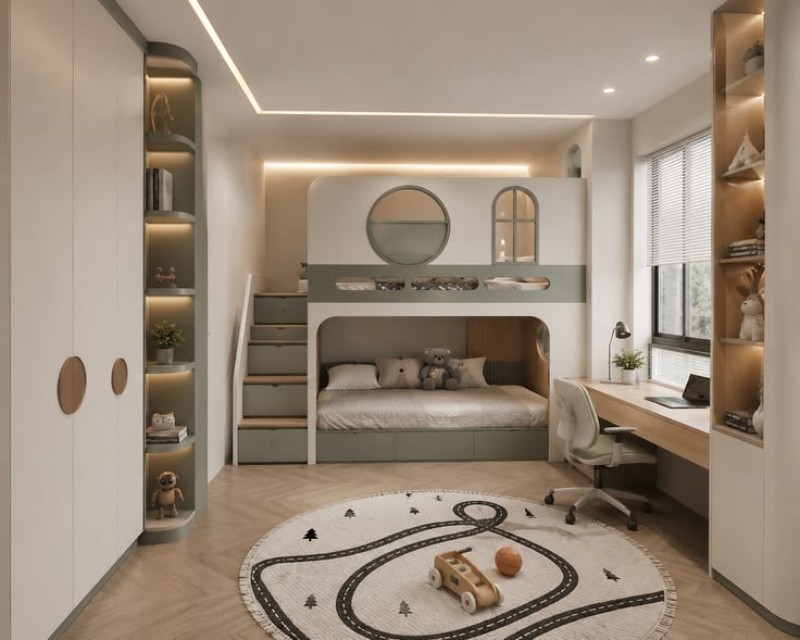 Tổng hợp các mẫu thiết kế phòng ngủ giường tầng cho bé đẹp, hiện đại và an toàn Thiết kế phòng ngủ giường tầng cho bé