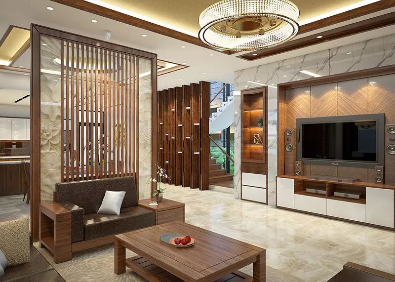 Cách trang trí phòng khách hiện đại, dẫn đầu xu hướng 2026 Sử dụng vách lam gỗ trang trí