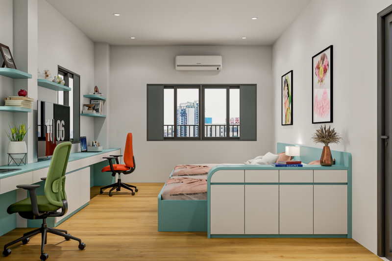 Tổng thể phòng ngủ giường đôi này 
