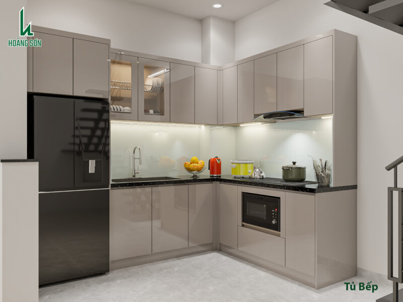 Hệ tủ bếp dưới được thiết kế bền đẹp 