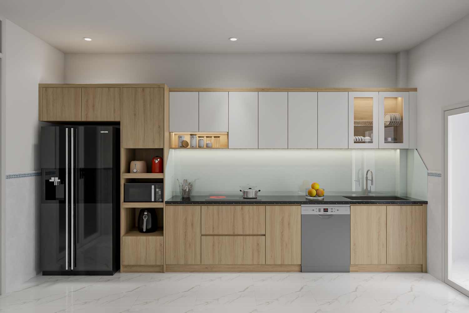 Bàn giao dự án thiết kế phòng bếp cho nhà chị Thảo Thủ Đức, TP.HCM Phòng bếp được thiết kế theo phong cách hiện đại và công năng
