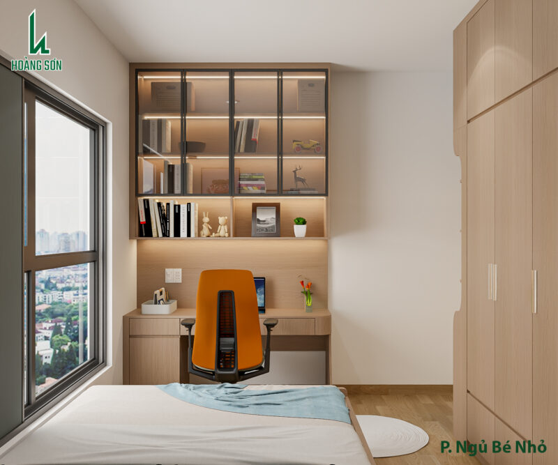 Dự án thiết kế phòng ngủ cho bé trai nhỏ nhà anh Ngân quận 7, TP.HCM Góc học tập của bé