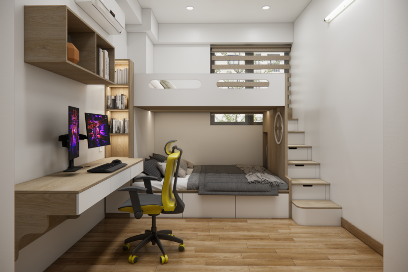 Dự án thiết kế phòng ngủ giường tầng cho nhà chị Uyên quận 4