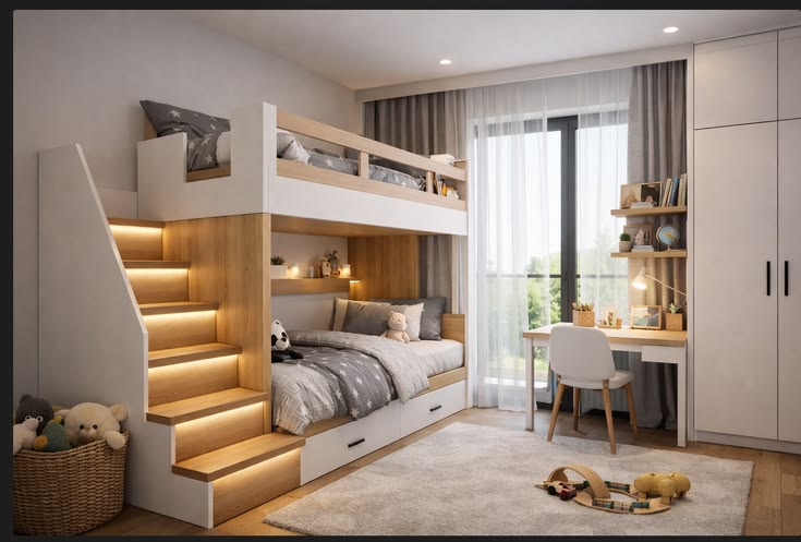 Giường tầng bằng gỗ công nghiệp