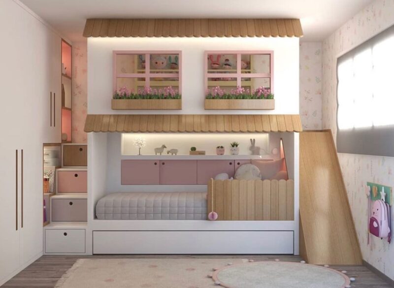 Tổng hợp các mẫu giường tầng cho bé gái đẹp, dễ thương dẫn đầu xu hướng Giường tầng cho bé gái