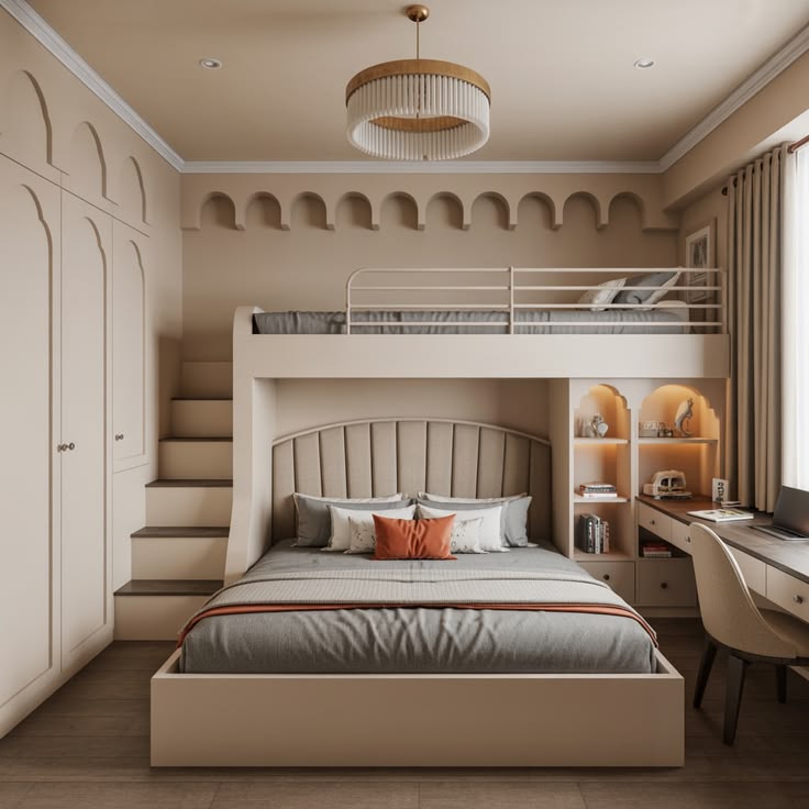 Tổng hợp các mẫu giường tầng cho người lớn hiện đại, công năng Giường tầng cho người lớn