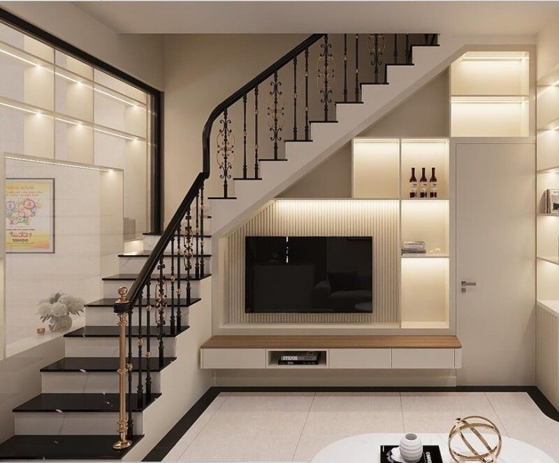 Mẫu kệ tivi dưới gầm cầu thang