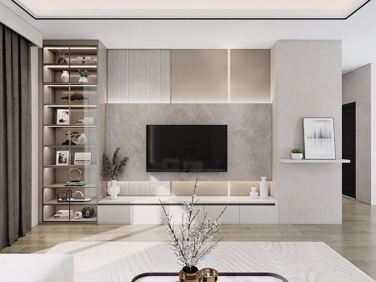 Mẫu kệ tivi kết hợp với tủ trang trí